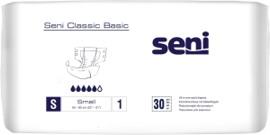 Seni Classic Basic Small (1 Karton: 4 x 30 Stück) Windeln für Erwachsene, Klebeklettverschluss
